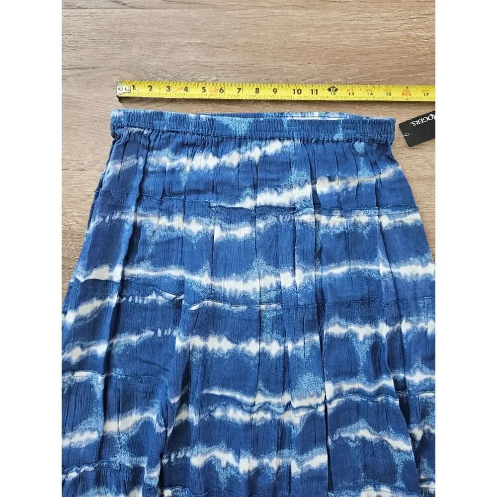 Kim Rogers Blue Tie-dye Tiered Maxi Skirt Size M